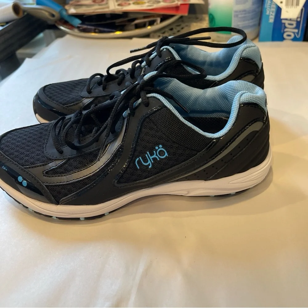 Ryka Dash 3 Walking Shoes Black/Meteorite/Blue Size 7.5W Low Shaft Laced